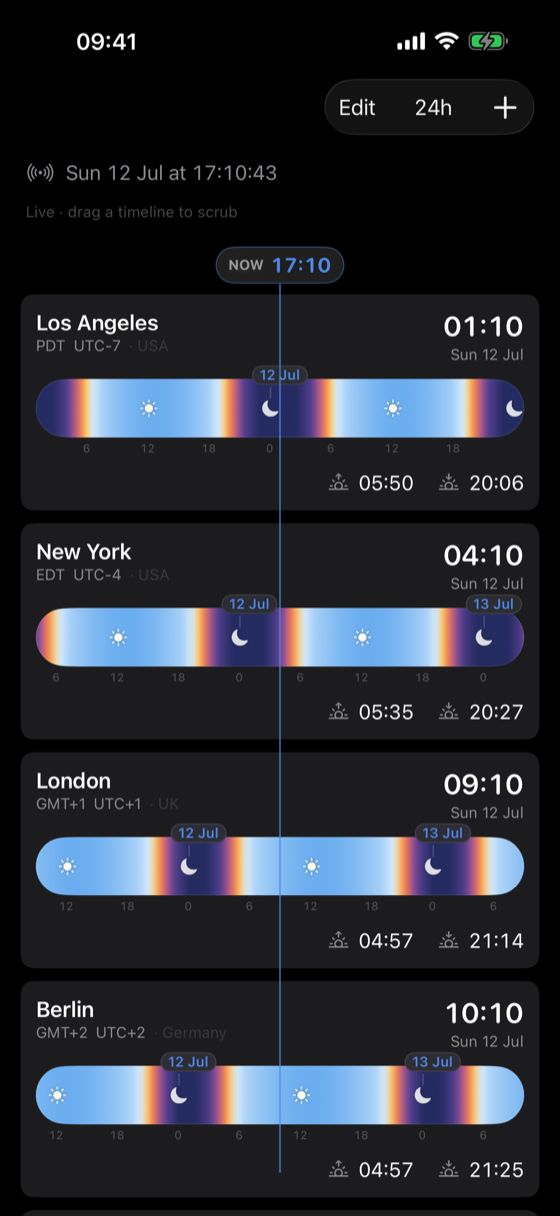 Teezee on iPhone in dark appearance